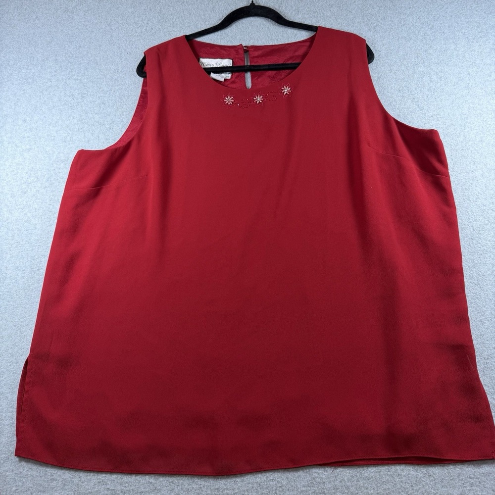 Misty Lane Vintage Red Tank Top Blouse Plus Size 24 Beaded Festive Coquette